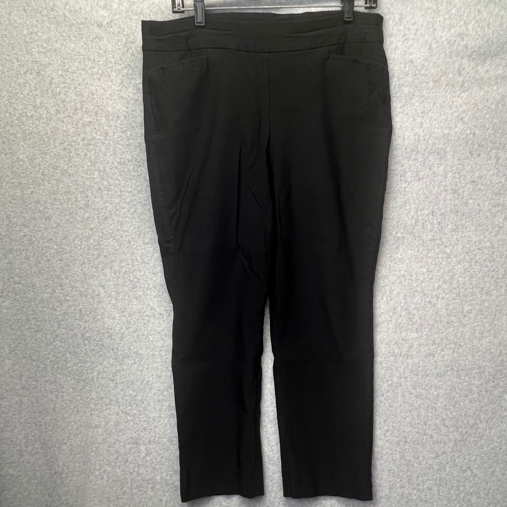 Chicos Black Straight Leg Pull On Pants Size 2.5 Women L 14 Comfort Stretch - Picture 2 of 11